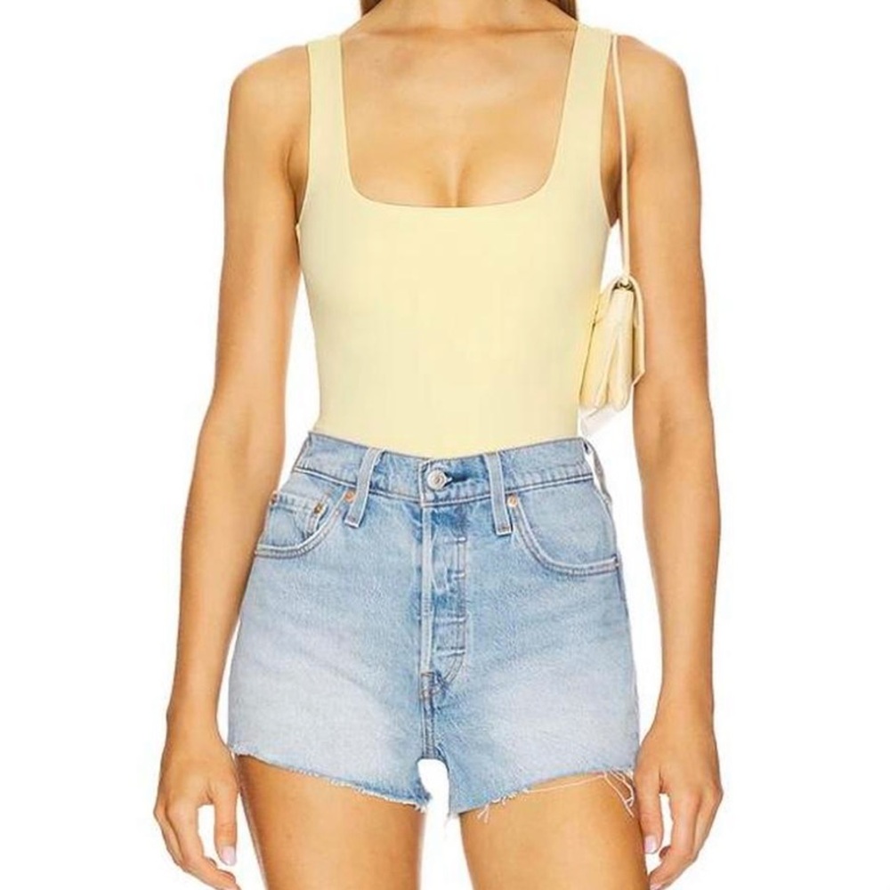 NWT butter yellow scuba bodysuit